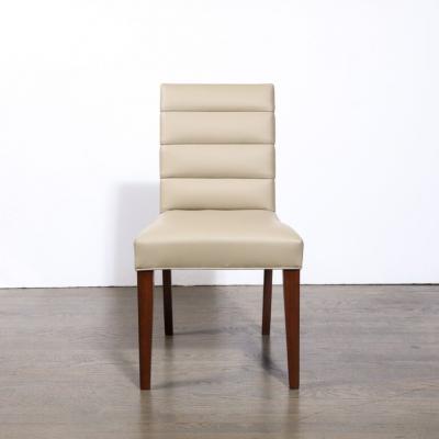 Gilbert Rohde Art Deco Gilbert Rohde Chair in Holly Hunt Leather w Tufted Back Walnut Legs