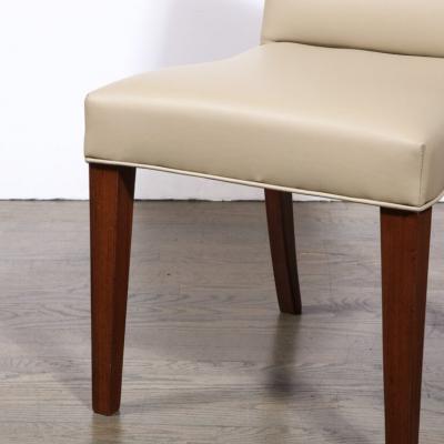 Gilbert Rohde Art Deco Gilbert Rohde Chair in Holly Hunt Leather w Tufted Back Walnut Legs