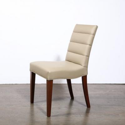 Gilbert Rohde Art Deco Gilbert Rohde Chair in Holly Hunt Leather w Tufted Back Walnut Legs