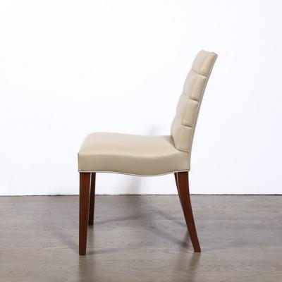 Gilbert Rohde Art Deco Gilbert Rohde Chair in Holly Hunt Leather w Tufted Back Walnut Legs