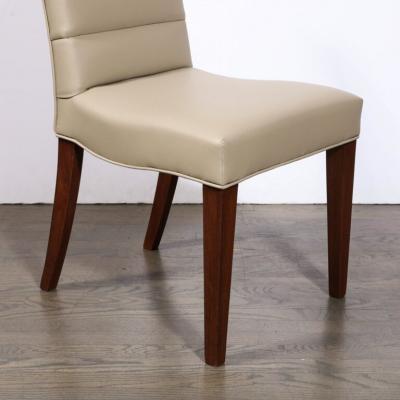 Gilbert Rohde Art Deco Gilbert Rohde Chair in Holly Hunt Leather w Tufted Back Walnut Legs