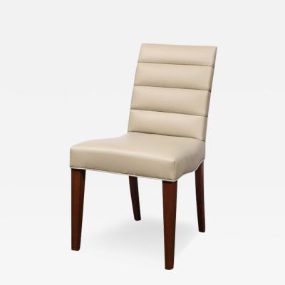 Gilbert Rohde Art Deco Gilbert Rohde Chair in Holly Hunt Leather w Tufted Back Walnut Legs