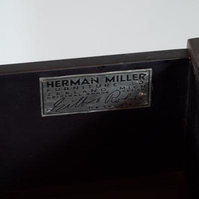 Gilbert Rohde Art Deco Hand Rubbed Burled Walnut Nightstand by Gilbert Rohde for Herman Miller