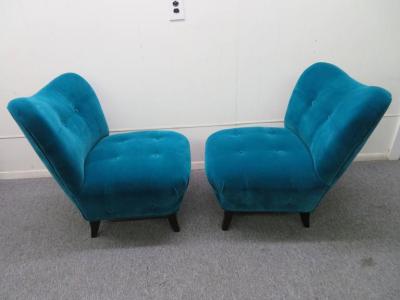 Gilbert Rohde Excellent Pair of Gilbert Rohde Style Mohair Slipper Chairs Mid Century Modern