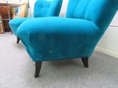 Gilbert Rohde Excellent Pair of Gilbert Rohde Style Mohair Slipper Chairs Mid Century Modern