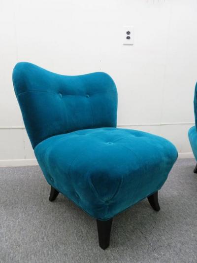 Gilbert Rohde Excellent Pair of Gilbert Rohde Style Mohair Slipper Chairs Mid Century Modern
