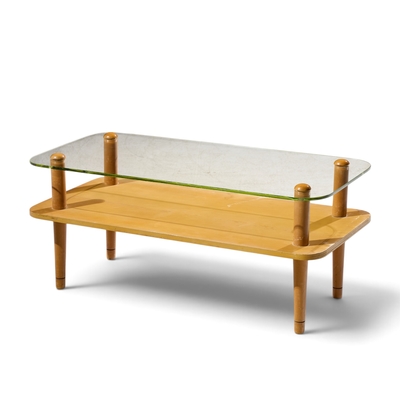 Gilbert Rohde Gilbert Rhode Style Mid Century Walnut and Glass Coffee Table