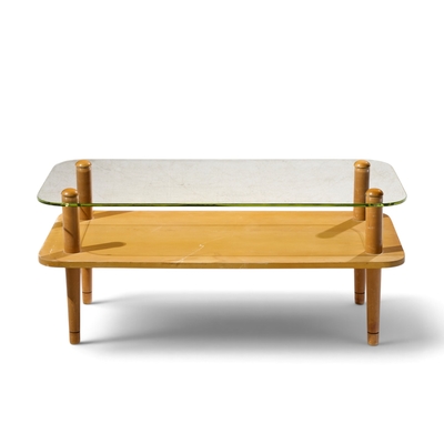 Gilbert Rohde Gilbert Rhode Style Mid Century Walnut and Glass Coffee Table