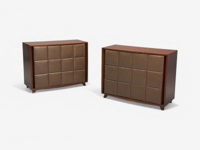 Gilbert Rohde Gilbert Rohde Mid Century Modern Dressers Leather Stained Wood 1940s