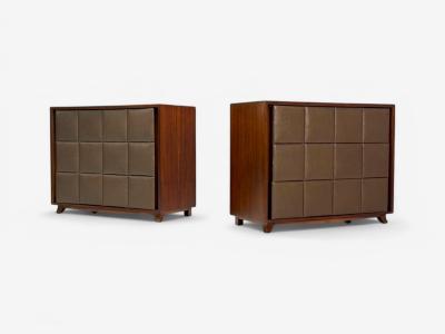 Gilbert Rohde Gilbert Rohde Mid Century Modern Dressers Leather Stained Wood 1940s