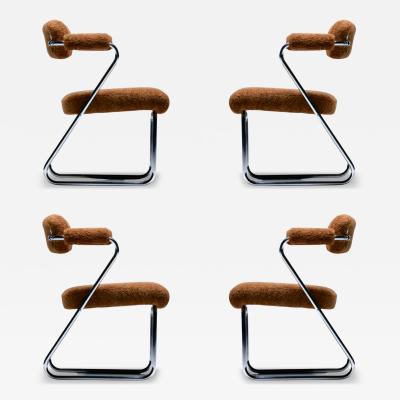 Gilbert Rohde Gilbert Rohde Set of 4 Chrome Art Deco Dining Chairs in Soft New Chestnut Fabric
