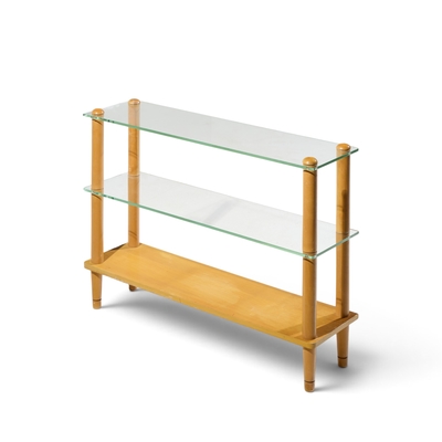 Gilbert Rohde Gilbert Rohde Style Mid Century Glass and Walnut Console Table