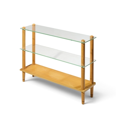 Gilbert Rohde Gilbert Rohde Style Mid Century Glass and Walnut Console Table