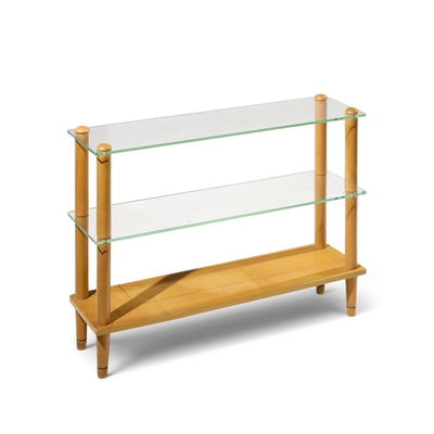 Gilbert Rohde Gilbert Rohde Style Mid Century Glass and Walnut Console Table
