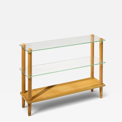 Gilbert Rohde Gilbert Rohde Style Mid Century Glass and Walnut Console Table