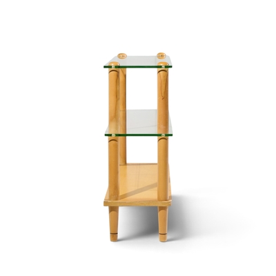 Gilbert Rohde Gilbert Rohde Style Mid Century Glass and Walnut Console Table