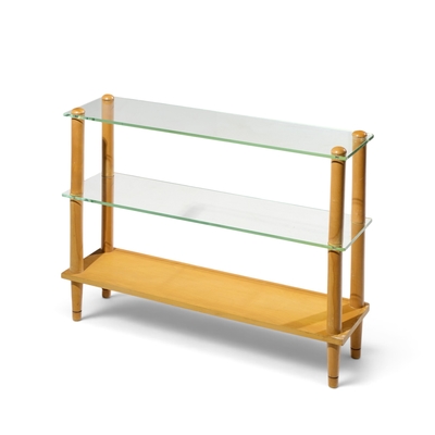 Gilbert Rohde Gilbert Rohde Style Mid Century Glass and Walnut Console Table