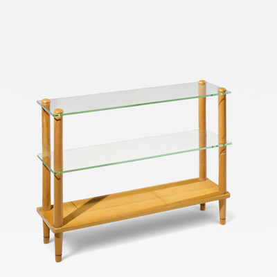 Gilbert Rohde Gilbert Rohde Style Mid Century Glass and Walnut Console Table