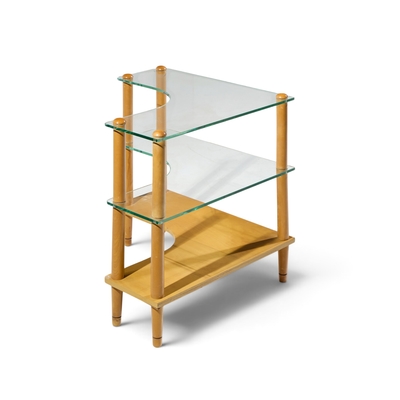 Gilbert Rohde Gilbert Rohde Style Mid Century Glass and Walnut Corner Table