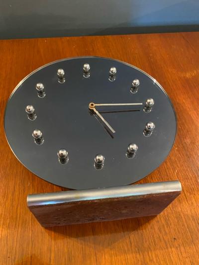 Gilbert Rohde LARGE RARE GREY MIRRORED MODERNIST CLOCK BY GILBERT ROHDE