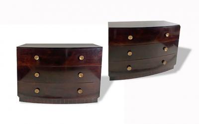 Gilbert Rohde Pair of American Modern Rosewood Three Drawer Chests Gilbert Rohde