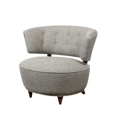 Gilbert Rohde Pair of Art Deco Walnut Holly Hunt Upholstery Lounge Chairs by Gilbert Rohde