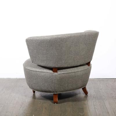Gilbert Rohde Pair of Art Deco Walnut Holly Hunt Upholstery Lounge Chairs by Gilbert Rohde