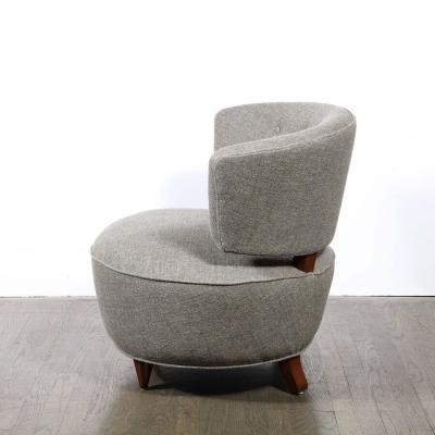 Gilbert Rohde Pair of Art Deco Walnut Holly Hunt Upholstery Lounge Chairs by Gilbert Rohde