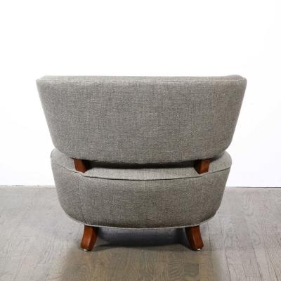 Gilbert Rohde Pair of Art Deco Walnut Holly Hunt Upholstery Lounge Chairs by Gilbert Rohde