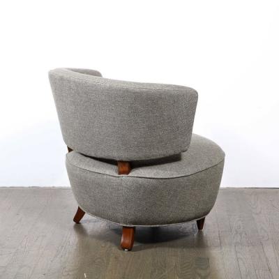 Gilbert Rohde Pair of Art Deco Walnut Holly Hunt Upholstery Lounge Chairs by Gilbert Rohde