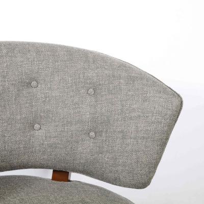 Gilbert Rohde Pair of Art Deco Walnut Holly Hunt Upholstery Lounge Chairs by Gilbert Rohde