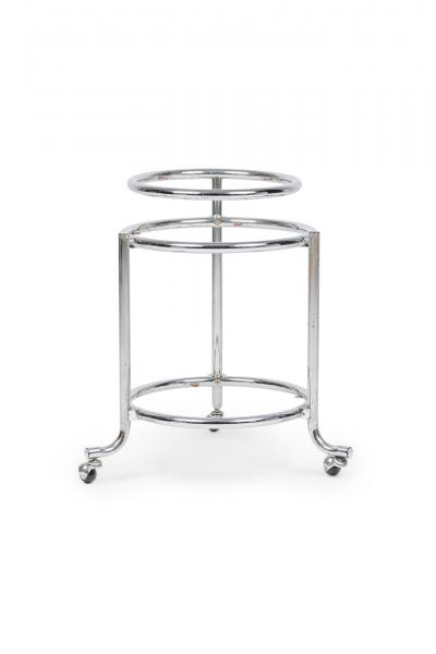 Gilbert Rohde Pair of Chrome 3 Tier Rolling Swivel Side Table Attributed to Gilbert Rohde