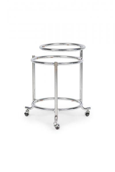 Gilbert Rohde Pair of Chrome 3 Tier Rolling Swivel Side Table Attributed to Gilbert Rohde