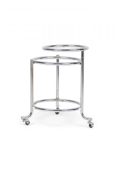 Gilbert Rohde Pair of Chrome 3 Tier Rolling Swivel Side Table Attributed to Gilbert Rohde
