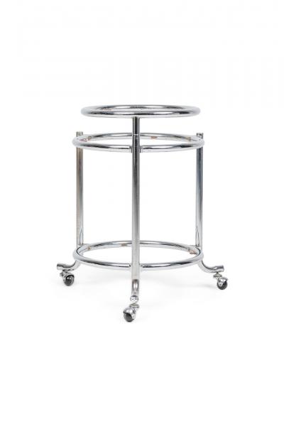Gilbert Rohde Pair of Chrome 3 Tier Rolling Swivel Side Table Attributed to Gilbert Rohde