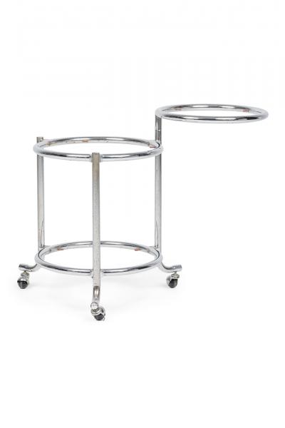 Gilbert Rohde Pair of Chrome 3 Tier Rolling Swivel Side Table Attributed to Gilbert Rohde