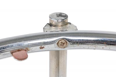 Gilbert Rohde Pair of Chrome 3 Tier Rolling Swivel Side Table Attributed to Gilbert Rohde