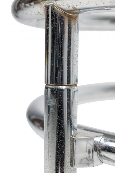 Gilbert Rohde Pair of Chrome 3 Tier Rolling Swivel Side Table Attributed to Gilbert Rohde