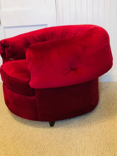 Gilbert Rohde Pair of Large Scale Lounge Chairs in the Style of Gilbert Rohde
