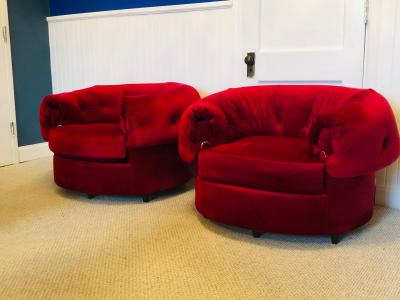 Gilbert Rohde Pair of Large Scale Lounge Chairs in the Style of Gilbert Rohde