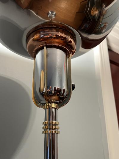 Gilbert Rohde RARE ART DECO CHROME COPPER BRASS TORCHIERE BY GILBERT ROHDE