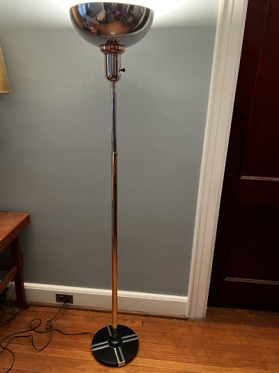 Gilbert Rohde RARE ART DECO CHROME COPPER BRASS TORCHIERE BY GILBERT ROHDE
