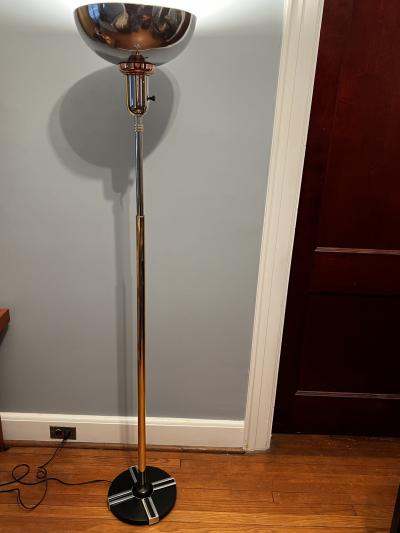 Gilbert Rohde RARE ART DECO CHROME COPPER BRASS TORCHIERE BY GILBERT ROHDE