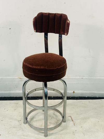 Gilbert Rohde RARE ART DECO CHROME STRAP SWIVEL VANITY STOOL