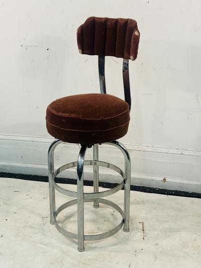 Gilbert Rohde RARE ART DECO CHROME STRAP SWIVEL VANITY STOOL