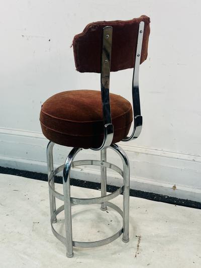 Gilbert Rohde RARE ART DECO CHROME STRAP SWIVEL VANITY STOOL