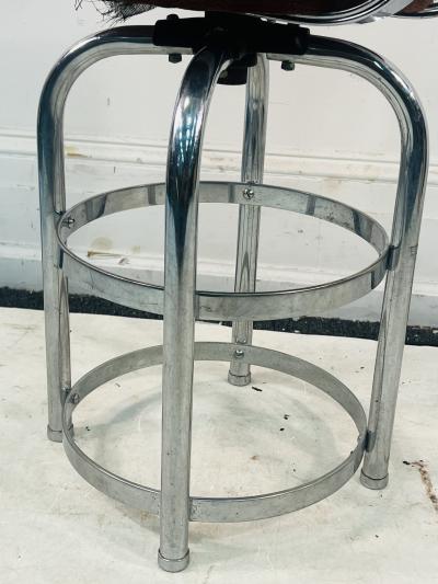 Gilbert Rohde RARE ART DECO CHROME STRAP SWIVEL VANITY STOOL
