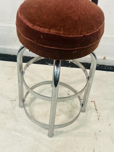 Gilbert Rohde RARE ART DECO CHROME STRAP SWIVEL VANITY STOOL