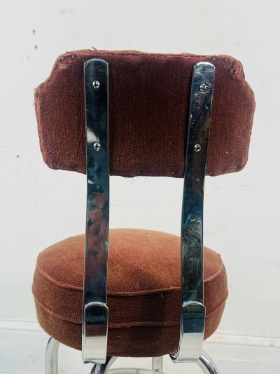 Gilbert Rohde RARE ART DECO CHROME STRAP SWIVEL VANITY STOOL