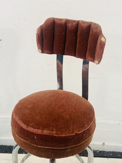 Gilbert Rohde RARE ART DECO CHROME STRAP SWIVEL VANITY STOOL